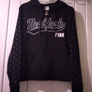 VS PINK rhinestone bling NEW YORK hoodie-small NWOT